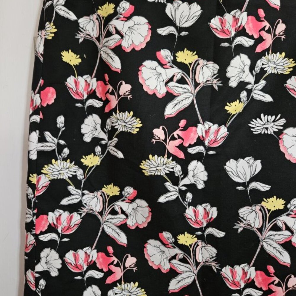 LIZ CLAIBORNE Black Pink Floral Print Lined Skirt Ladies Size 16 - Picture 4 of 5